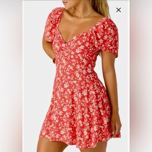 O'Neill Carina Red Floral Mini Dress NWT